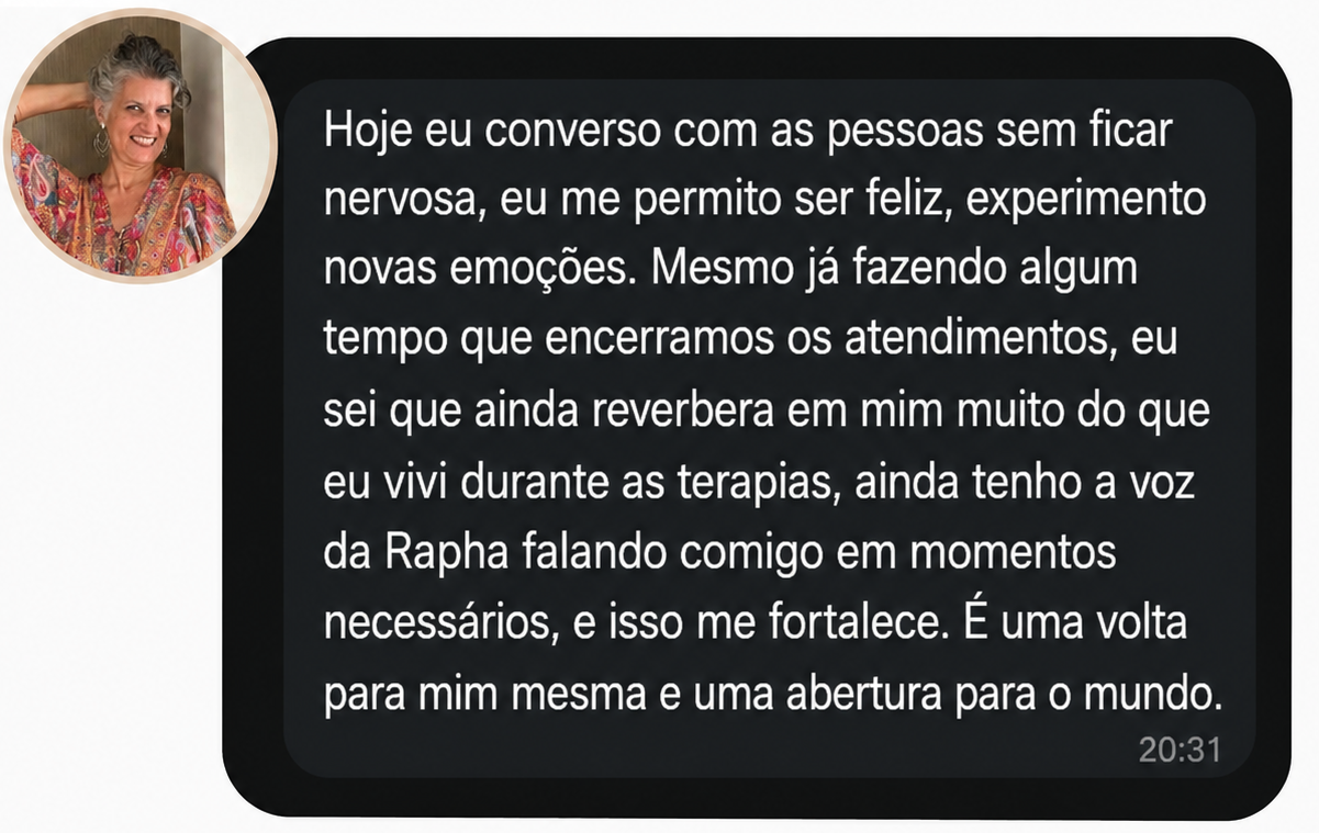 Print da conversa com Jussara sobre se permitir ser feliz e experimentar novas emoções