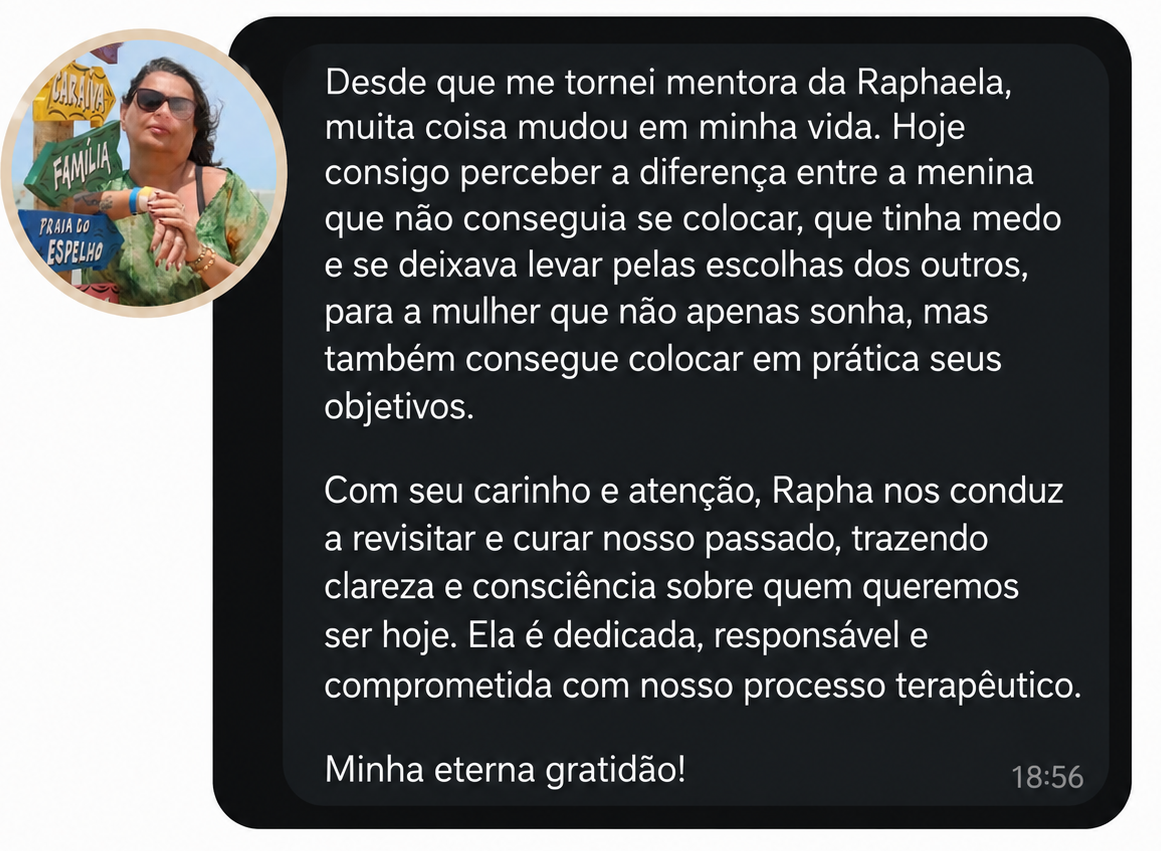 Print da conversa com Márcia sobre colocar seus objetivos em prática