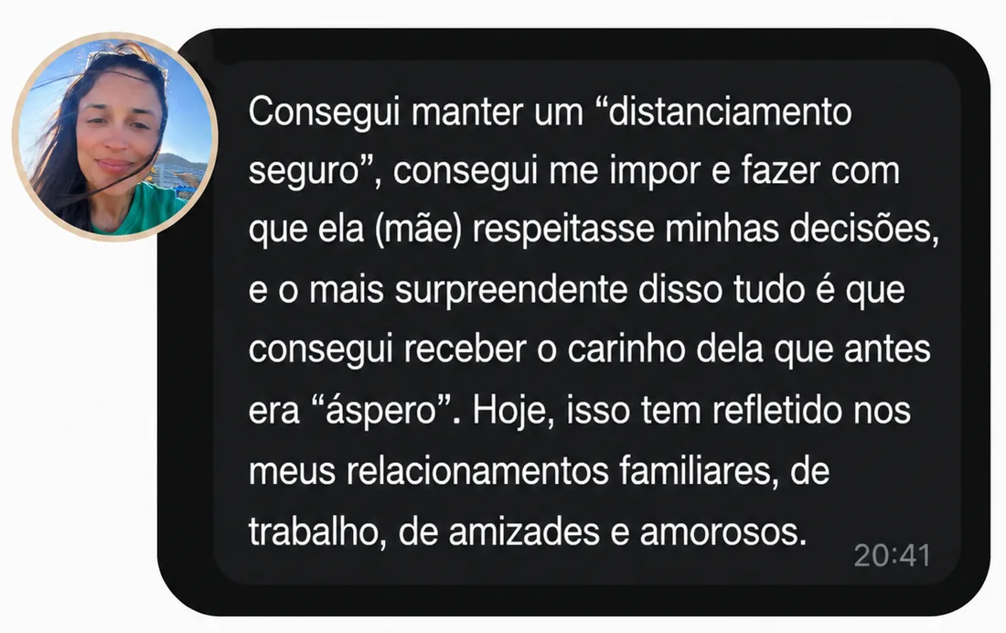Print da conversa com Robenia sobre se impor e ter suas decisões respeitadas