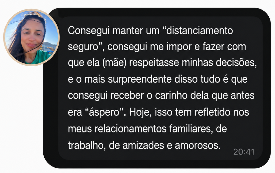 Print da conversa com Robenia sobre se impor e ter suas decisões respeitadas