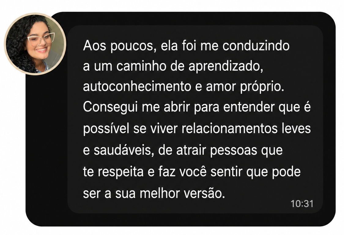 Print da conversa com Amanda sobre relacionamentos leves e saudáveis