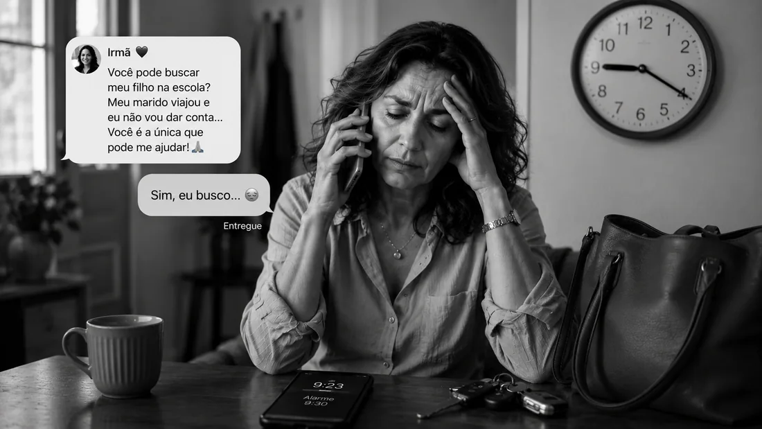 Mulher ao telefone atendendo a mais um pedido da família