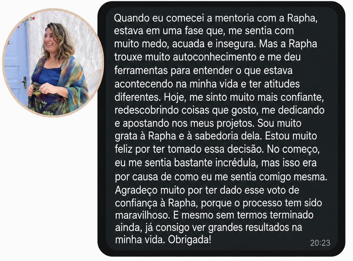Print da conversa com Patricya sobre ganhar autoconhecimento, confiança e clareza